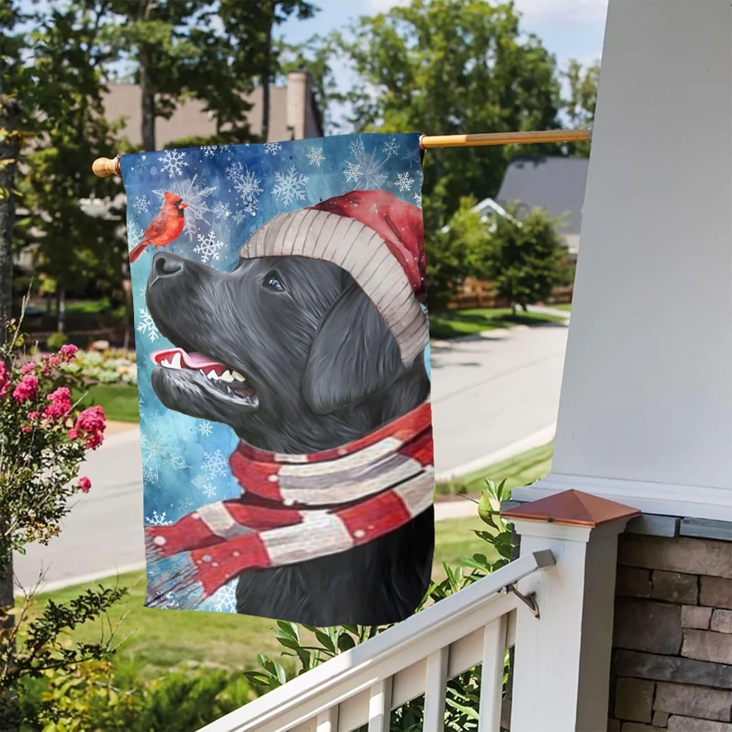 Santa black lab Labrador Merry Christmas Bird Retriever Garden Flag 12x18 Inch Double Sided Vertical Decoration Yard Small Flag For Outside Holiday Seasonal Outdoor - Image 4