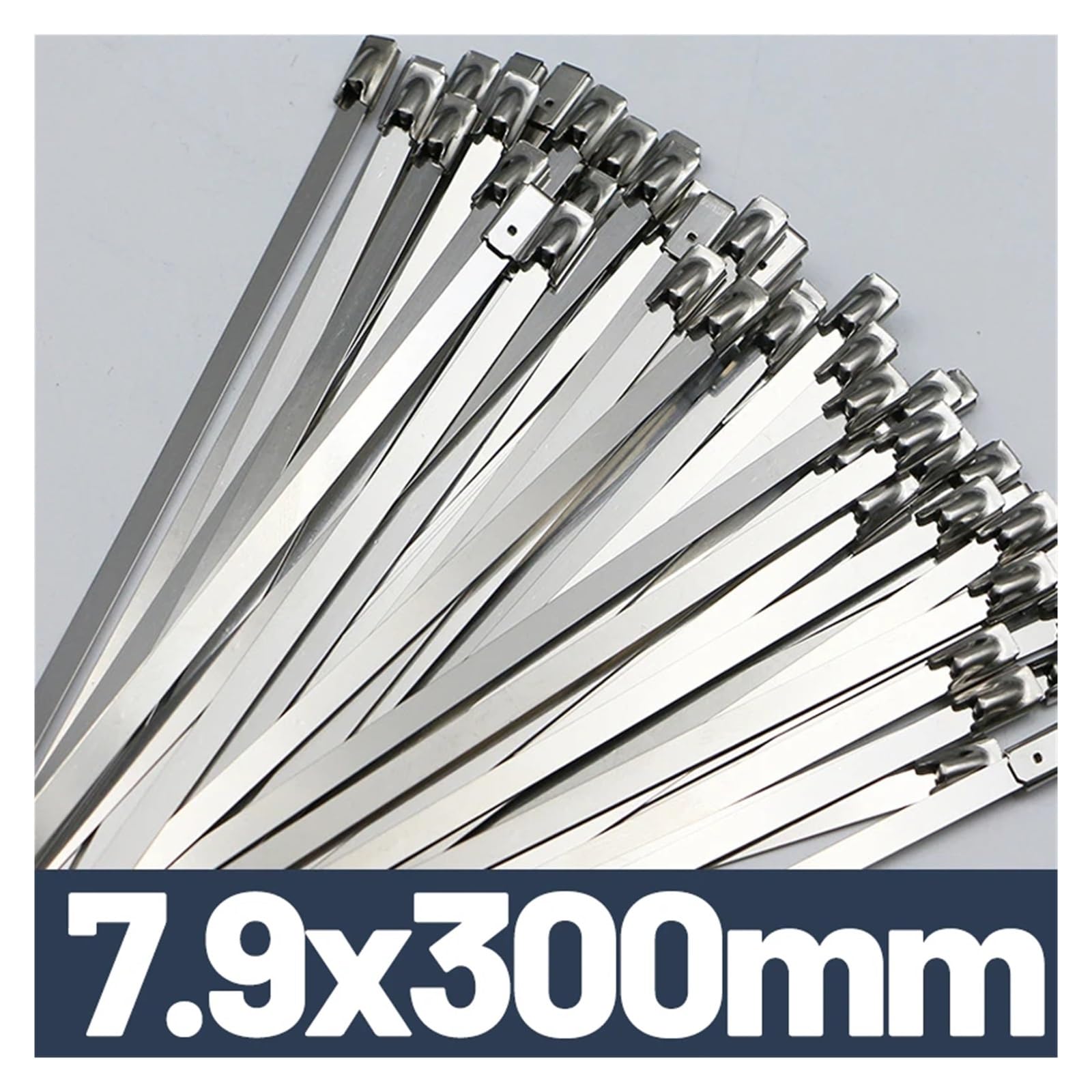 Fascette Metalliche 7,9x100-350mm 10/30/50 Pz | Fascette fermacavi autobloccanti in acciaio inossidabile color argento for ambienti difficili(7.9x300mm,30PCS)