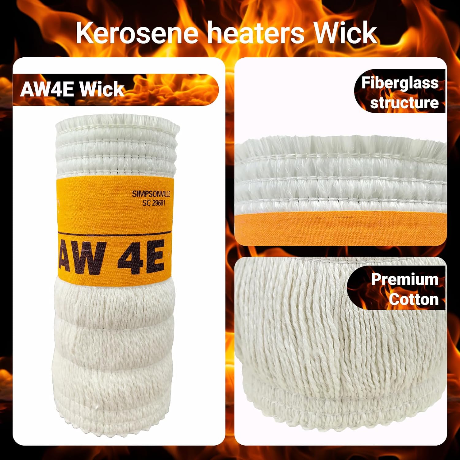 AW4E Kerosene Heater Wick, No Trim Needed, Ready to Use. for Stops Smoke & Smell for Sengoku HMN-110, KeroHeat CTN-110, Heatmate HMN-110, Mega Heat MGN-110. Fast, Clean Heat- 2 Pack