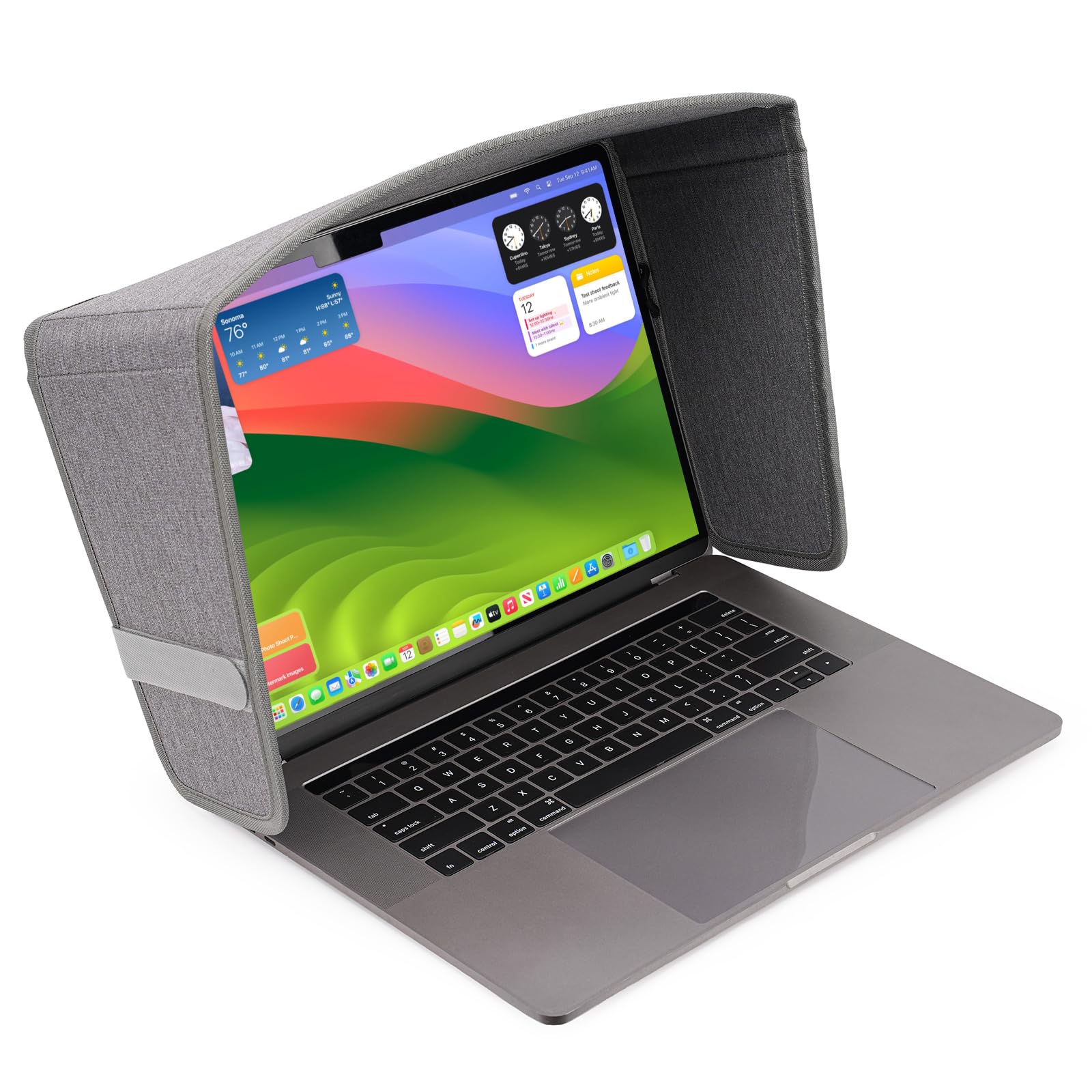 TYTX Laptop-Sonnenschutz für Arbeiten im Freien-passend für 15-16 Zoll Geräte, leichte Computer-Sichtschutzhaube und Blendschutz, Faltbare Schutzabdeckung, Grau