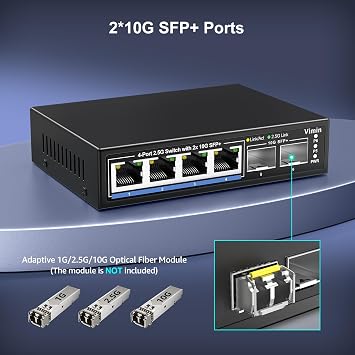 VIMIN 6 Port 2.5G Ethernet Switch Unmanaged Plug & Play Desktop/Wall Mount