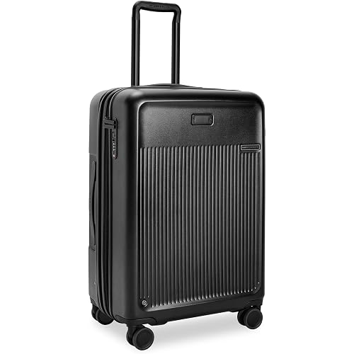 Briggs & Riley 27" Medium Expandable Spinner - Checked Luggage for Travel, Suitcases with Wheels, Hardside Rolling Bag for Men & Women, Self-Repairing Zipper - Sympatico Collection, Black