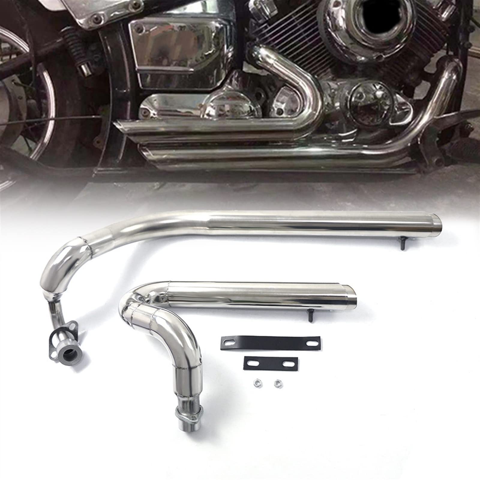 Motocicleta para Yamaha Drag Star V-Star 650 DS650 XVS650 XVS400 650A Tubo De Escape con Silenciador Accesorios Extraíbles