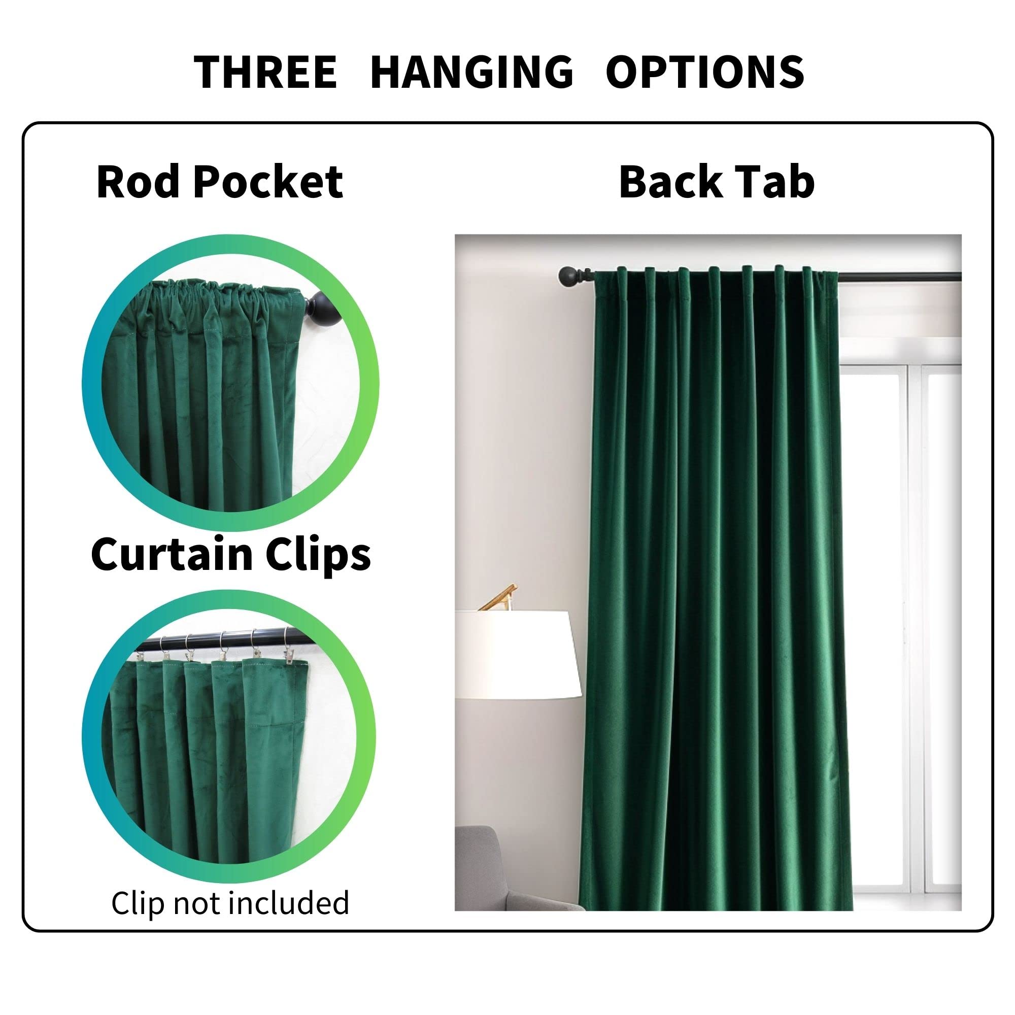 Amazon｜Aljctns エメラルドグリーン ベルベットカーテン 長さ84インチ
