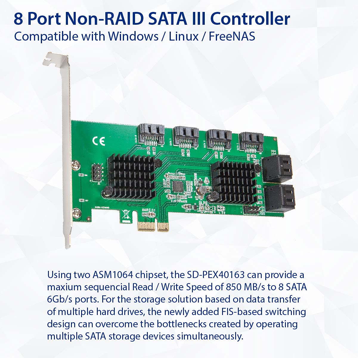 Amazon.com: Syba 8 Port SATA III to PCIe 3.0 x1 Non-RAID