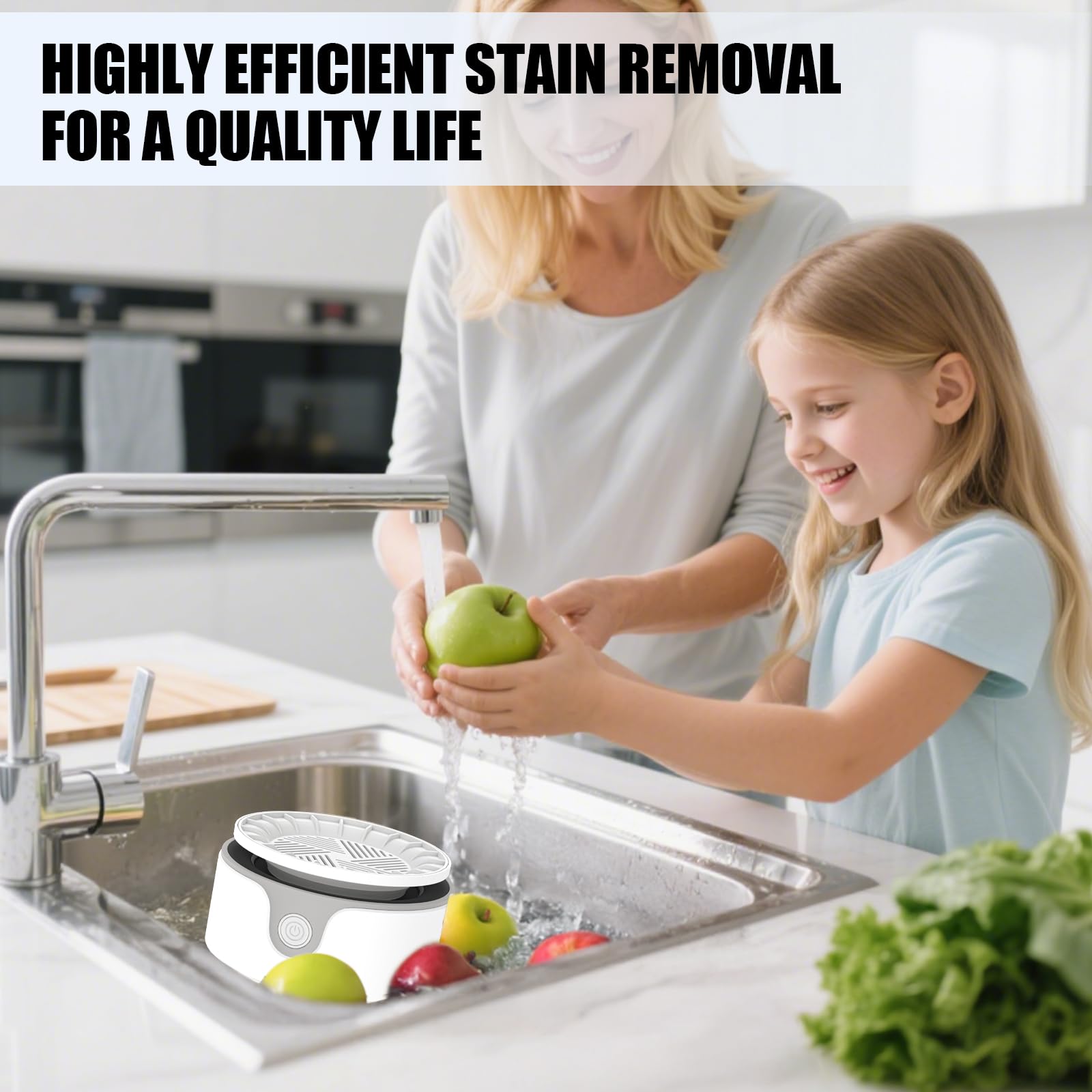 Condition photo showing New/Like New for fruit and vegetable washing machine, upgrade titanium electrolysis purification fruit cleaner device waterproof fruit and vegetable purifier clean fresh produce in water (white)