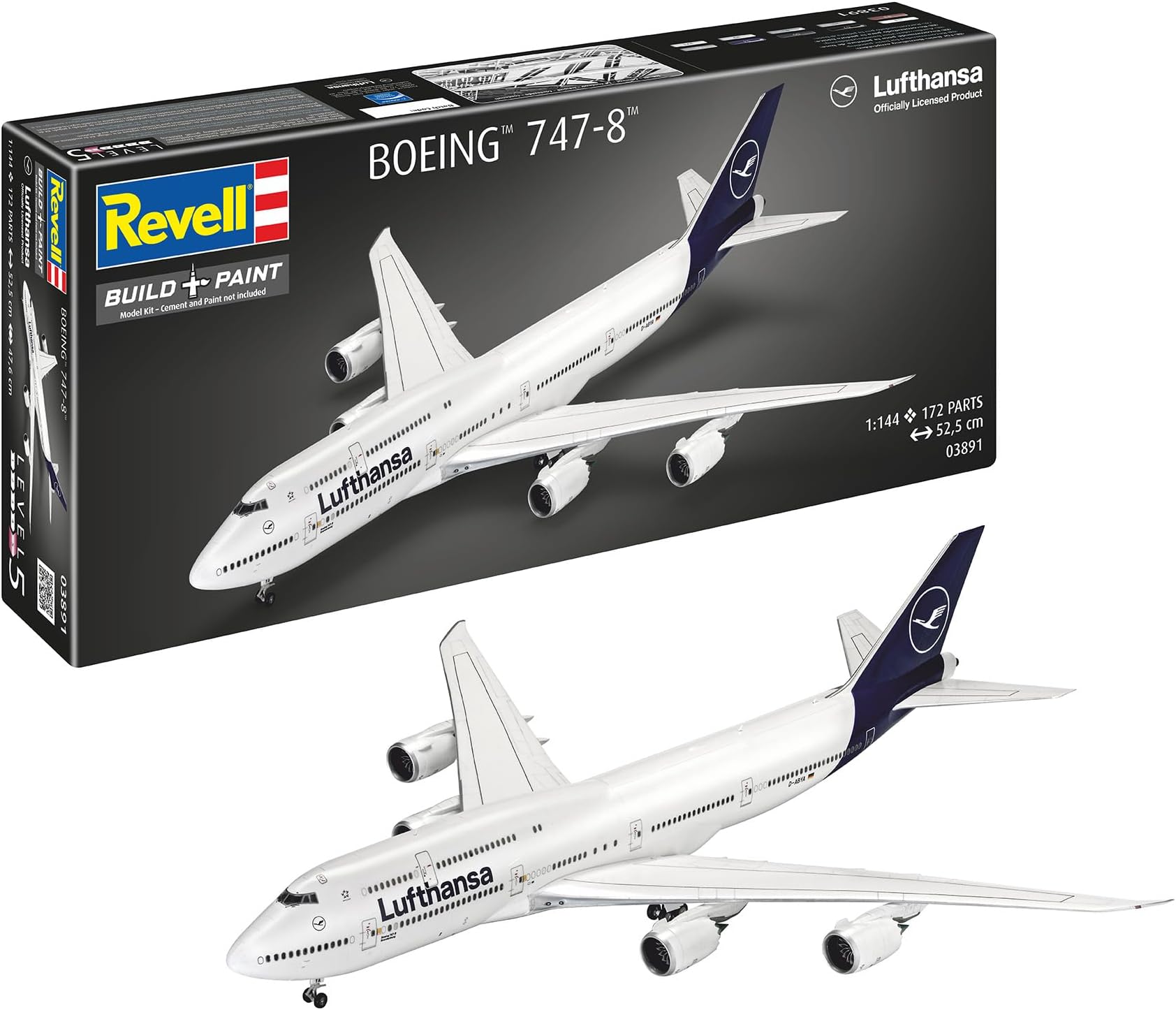03891 Boeing 747-8 "Lufthansa New Livery 1:144 Scale Unbuilt/Unpainted Plastic Model Kit