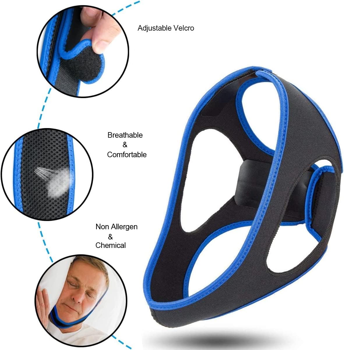 Anti Snore Chin Strap Devices, Chin Strap for Snoring, Comfortable Stop Snoring Solution for Sleep Chin Strap, Adjustable and Breathable Anti Snoring Devices, Suitable for Men and Women Universal Size - Image 3