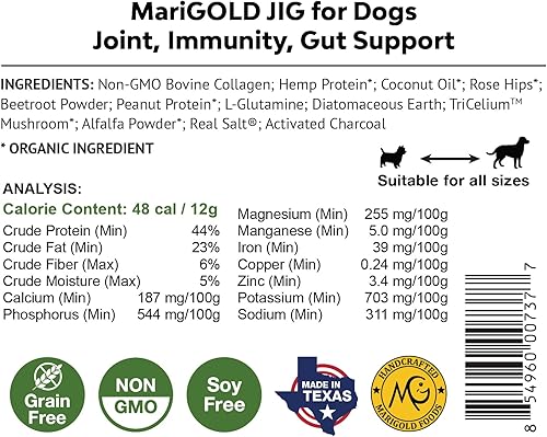 Miniatura 7 de MariGold JIG para perros  Polvo de apoyo para articulaciones inmunidad y intestinal sin OMG cacahuetes orgánicos cáñamo orgánico sin granos ni soja