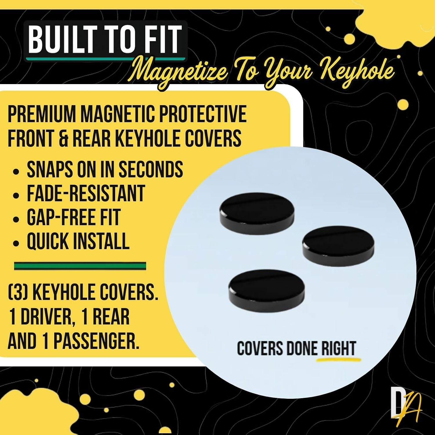 Distinction Applied Cover'd Up Anvil Keyhole Cover Set fits 2018-2026 Wrangler JL and 2020-2026 Gladiator JT | Magnetic Covers | Custom Painted | Built to Last | Easy Installation