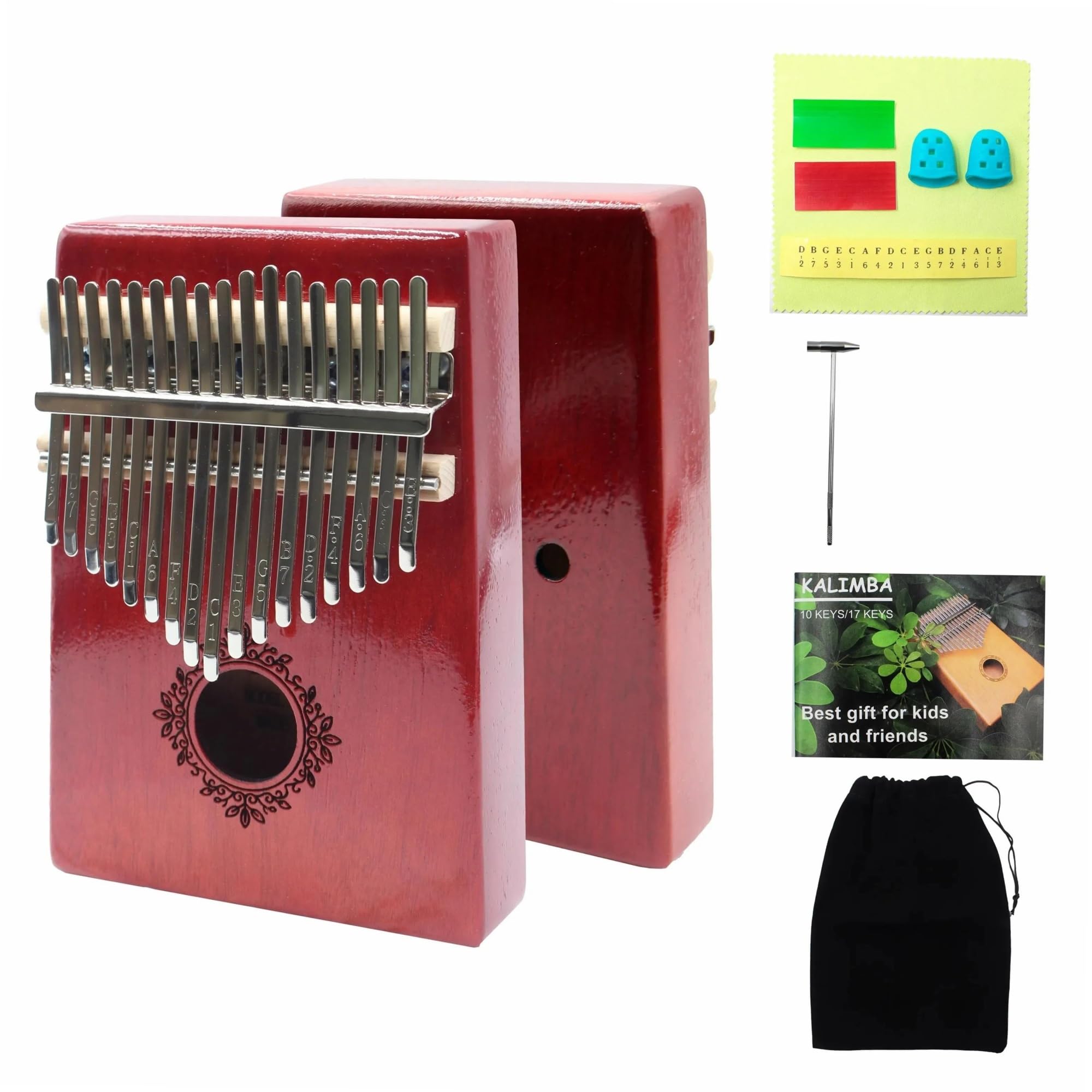 17/21 Tasten Kalimba Daumenklavier Mahagoni Holz Tragbares Fingerklavier Mit Zubehör Fingerklaviere(17 key)