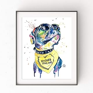 Pitbull Wall Art by Whitehouse Art | Pitbull Painting, Dog Wall Art, Dog Picture | Professional Print of Smiling Pitbull Original Watercolor | Dog Mom, Pitbull Gifts | 5 Sizes