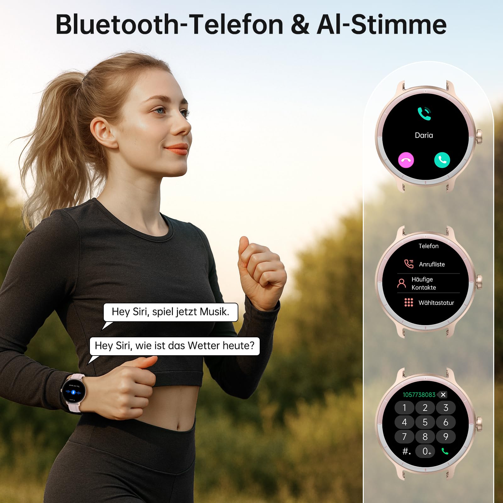 Smartwatch Damen Herren – 1.27" Smart Watch mit Bluetooth Anrufe, WhatsApp/App-Benachrichtigungen, Herzfrequenz, Schlafmonitor, 120+ Sportmodi, IP68 Wasserdicht – Fitnessuhr Kompatibel mit iOS Android