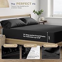 Vista 4 de THREAD SPREAD 100% Sábanas de algodón tamaño Queen - Juego de 4 piezas, 400 hilos, solo sábanas Queen de algodón, suaves, transpirables