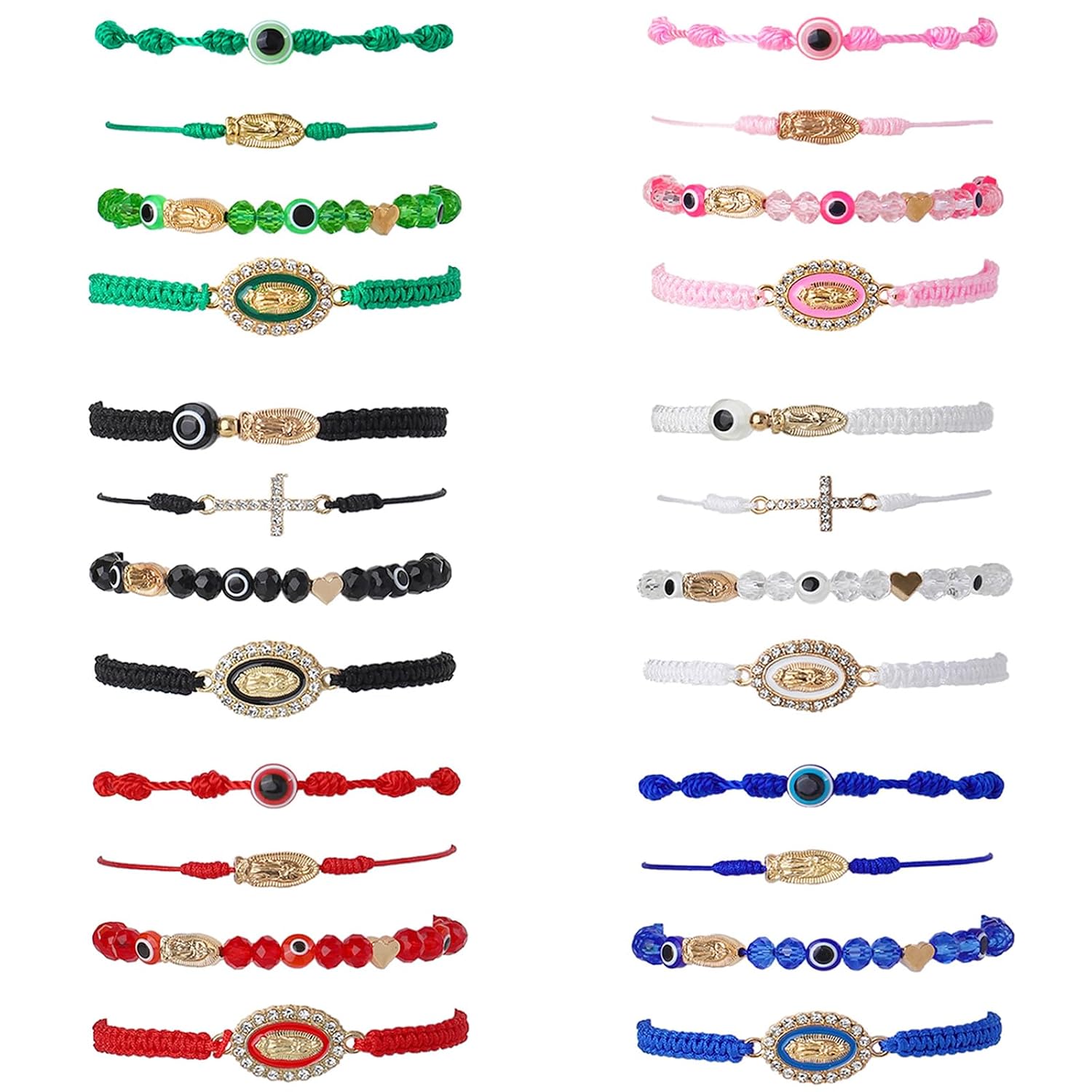 24Pcs Red Lucky Mexican Bracelets Set