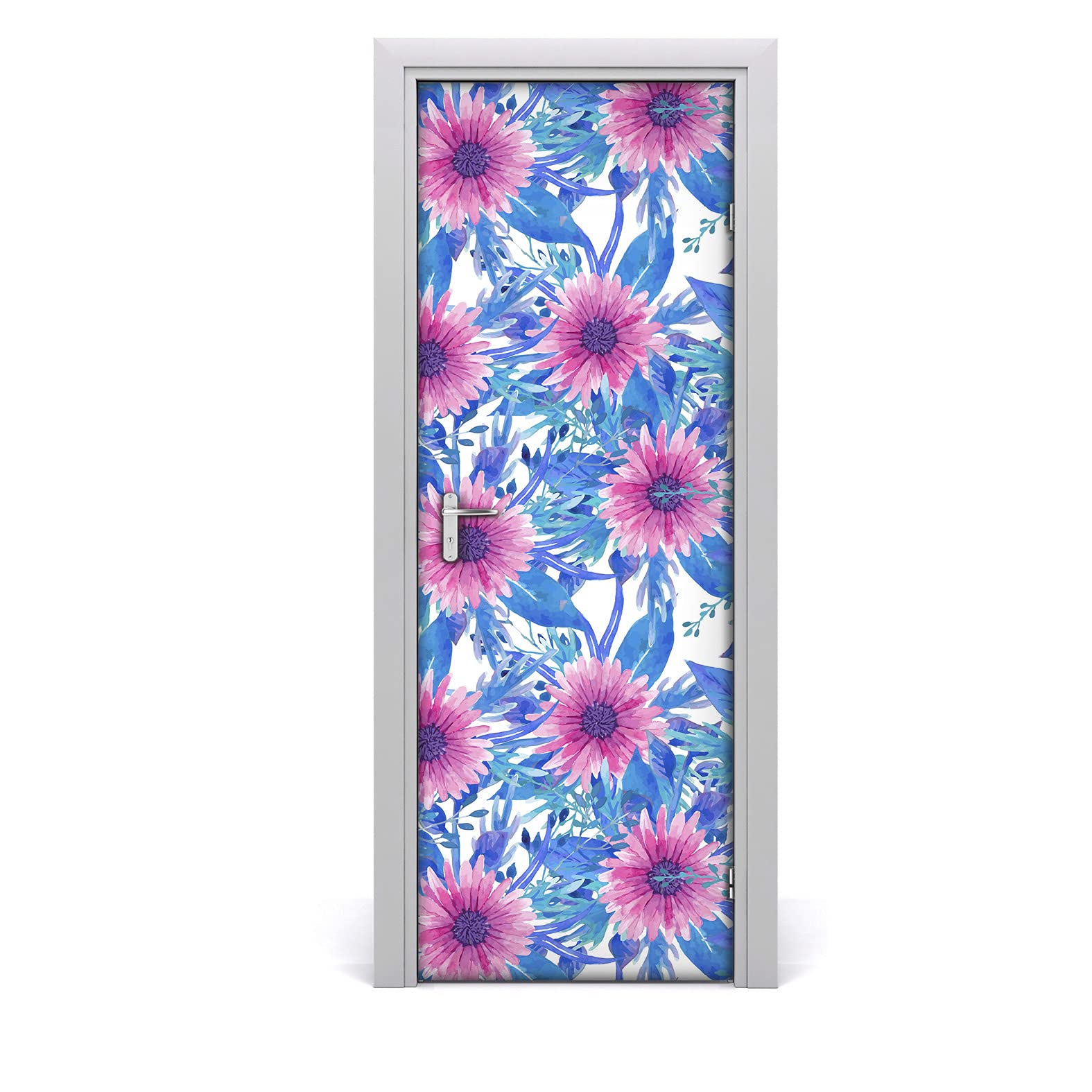 Étiquette auto-adhésive porte papier peint mural floral 85x200cm