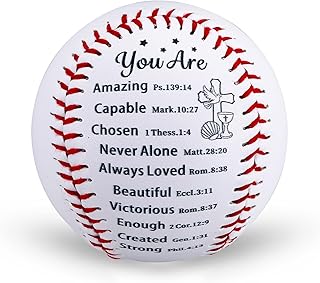 Baptism Gifts for Boys Men 8-12 Baseball Gifts for Boy Confirmation First Communion Gifts for Teen Boys Religious Christian Catholic Bible Verse Baseball for Son Grandson Godson Birthday Christmas