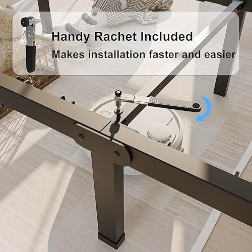 Miniatura 5 de Base de cama individual de 18 pulgadas con patas de esquinas redondeadas y agujeros para cabecero, con tope deslizante para colchón, soporte de 3500