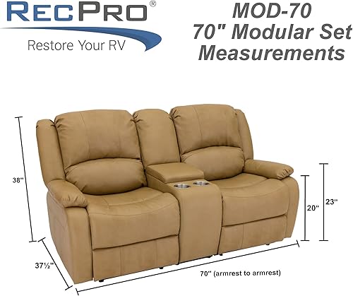Miniatura 75 de RecPro Charles Collection sofá doble de 67 pulgadas con respaldo reclinable para caravana o cámper, mueble, sillón doble