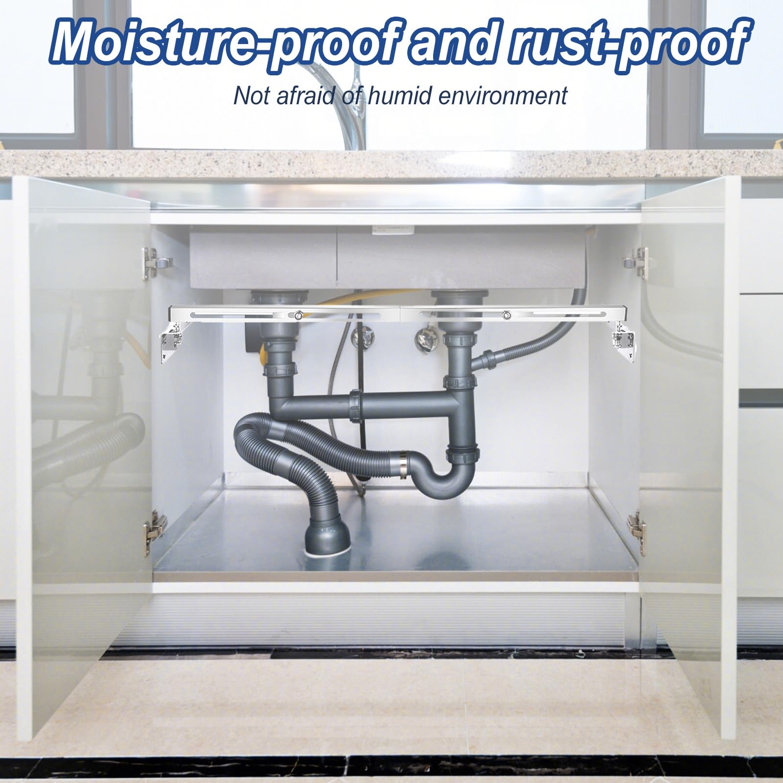 2 soportes de fregadero de montaje inferior, kit de instalación ajustable de acero inoxidable, soportes de fregadero de montaje inferior para fregadero de cocina y baño resistente (51-80 cm)