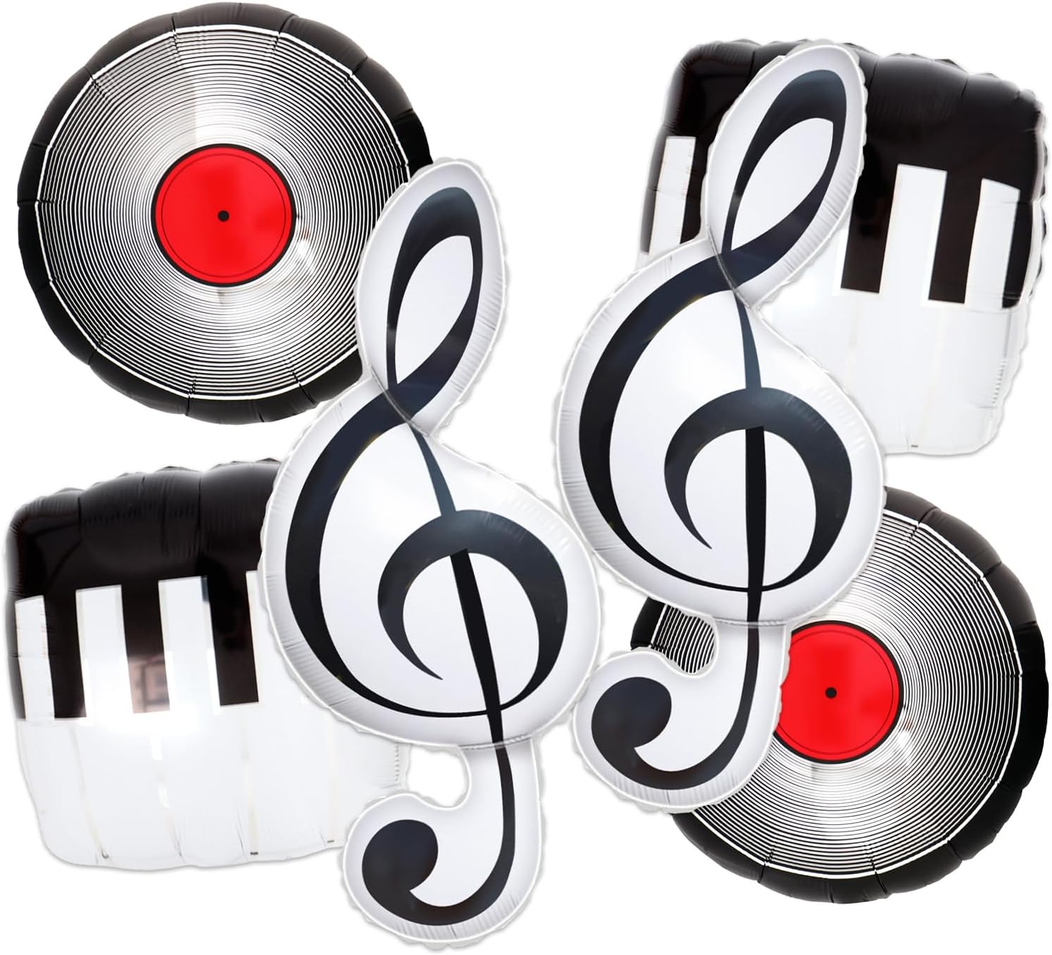 Music Note Piano Record Foil Balloons, Retro Music Party Decor 6pcs