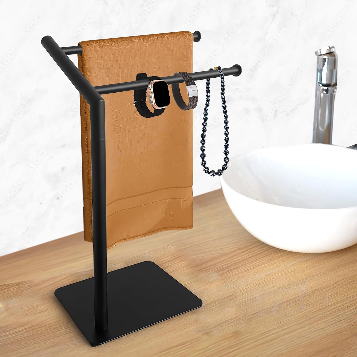 18" Premium Design Hand Towel Holder for Bathroom Towel Racks for Bathroom Freestanding Standing Towel Rack Bathroom Hand Towel Holder Countertop Towel Stand Toalleros para Baños Modernos