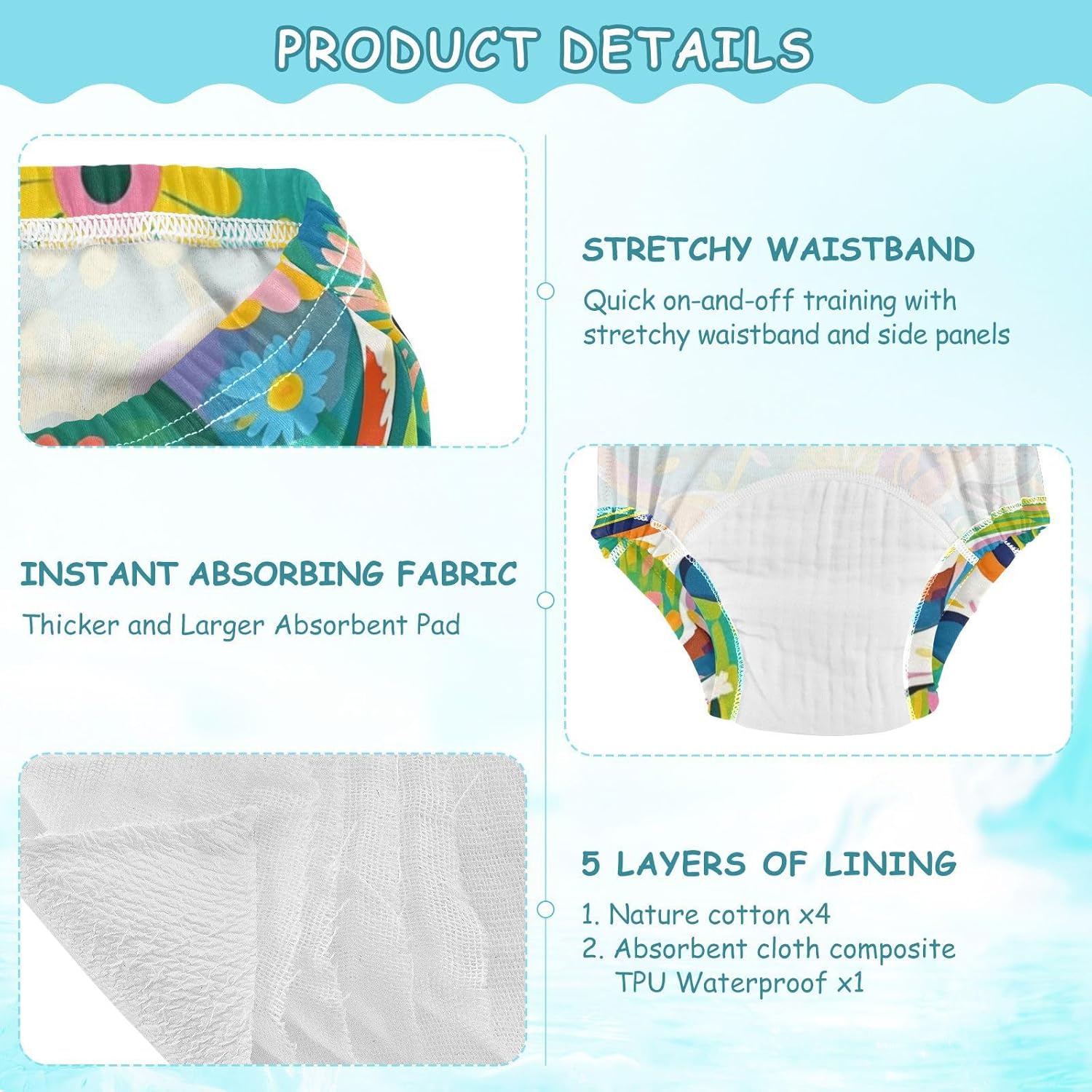 Baby Potty Training Pants Soft Cotton Nighttime Training Underwear Training Pants for Toddler Boys 5T Cute Beagle Flower