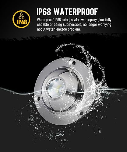 Miniatura 10 de Partsam Luz subacuática LED blanca de alta intensidad para pontones de yate de barco marino, IP68 impermeable, carcasa de acero inoxidable, lente de
