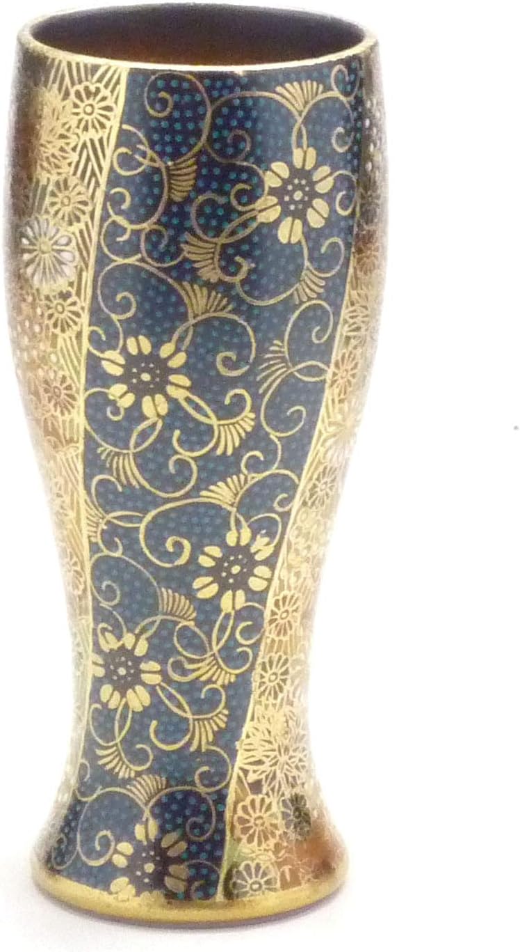 百華園 Kutani Beer glass kinhanazumeaochibu