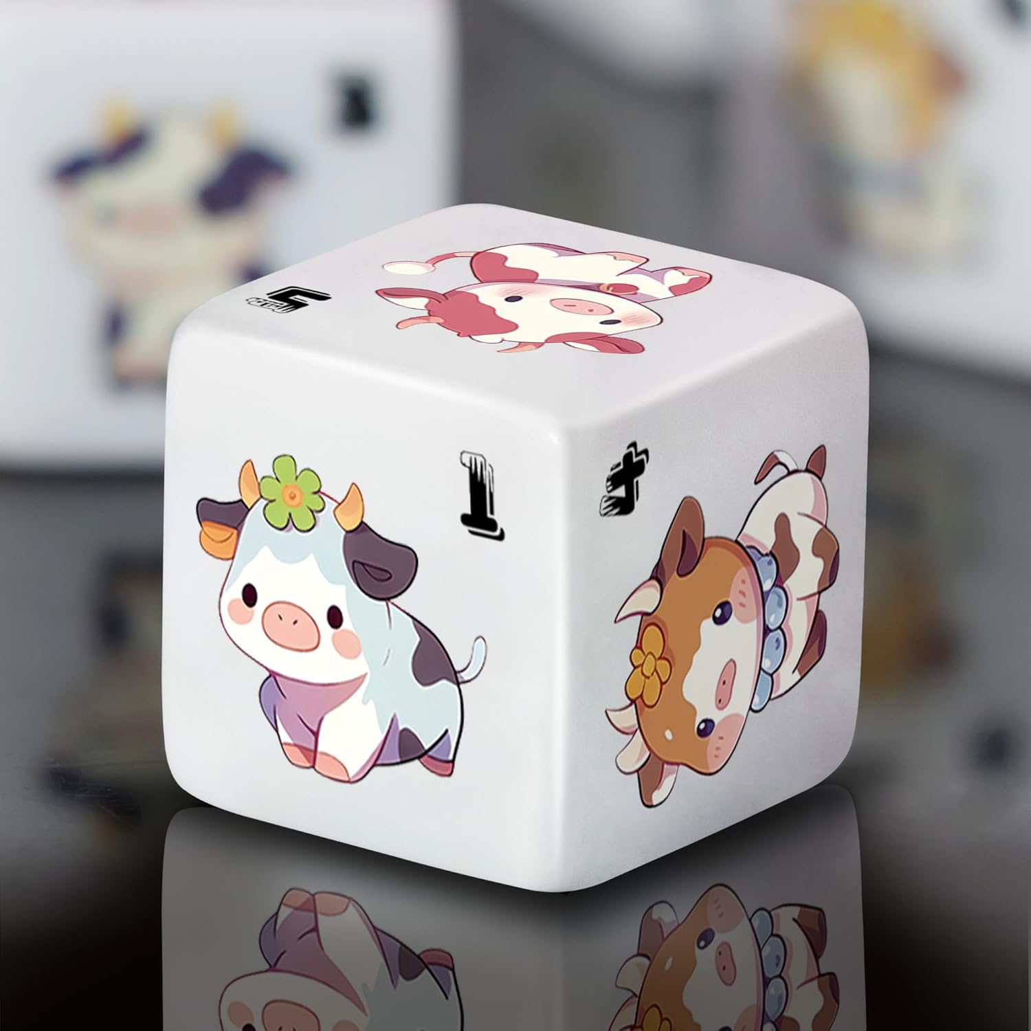 PUDDISOTI Cow Pattern Dice Set, 12 White 6-Sided Dice, Educational Math Learning and Board Games