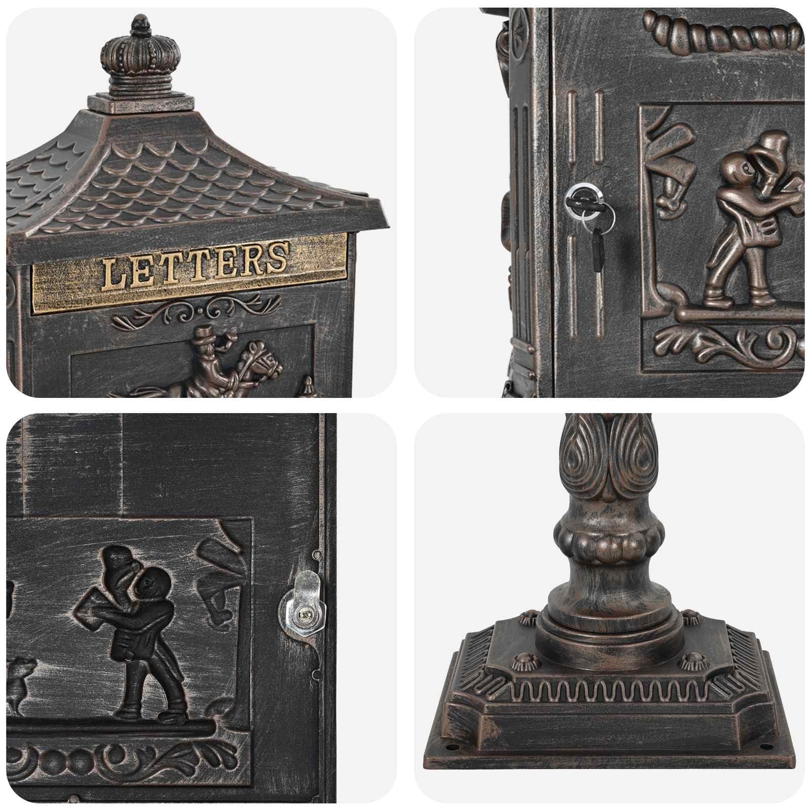 vidaXL Boîte aux Lettres Debout avec Porte Bronze 42,5 x 29,5 x 117 cm
