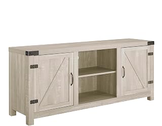 Walker Edison Georgetown Modern Farmhouse Double Barn Door TV Stand for TVs up to 65 Inches, 58 Inch, Stone Grey