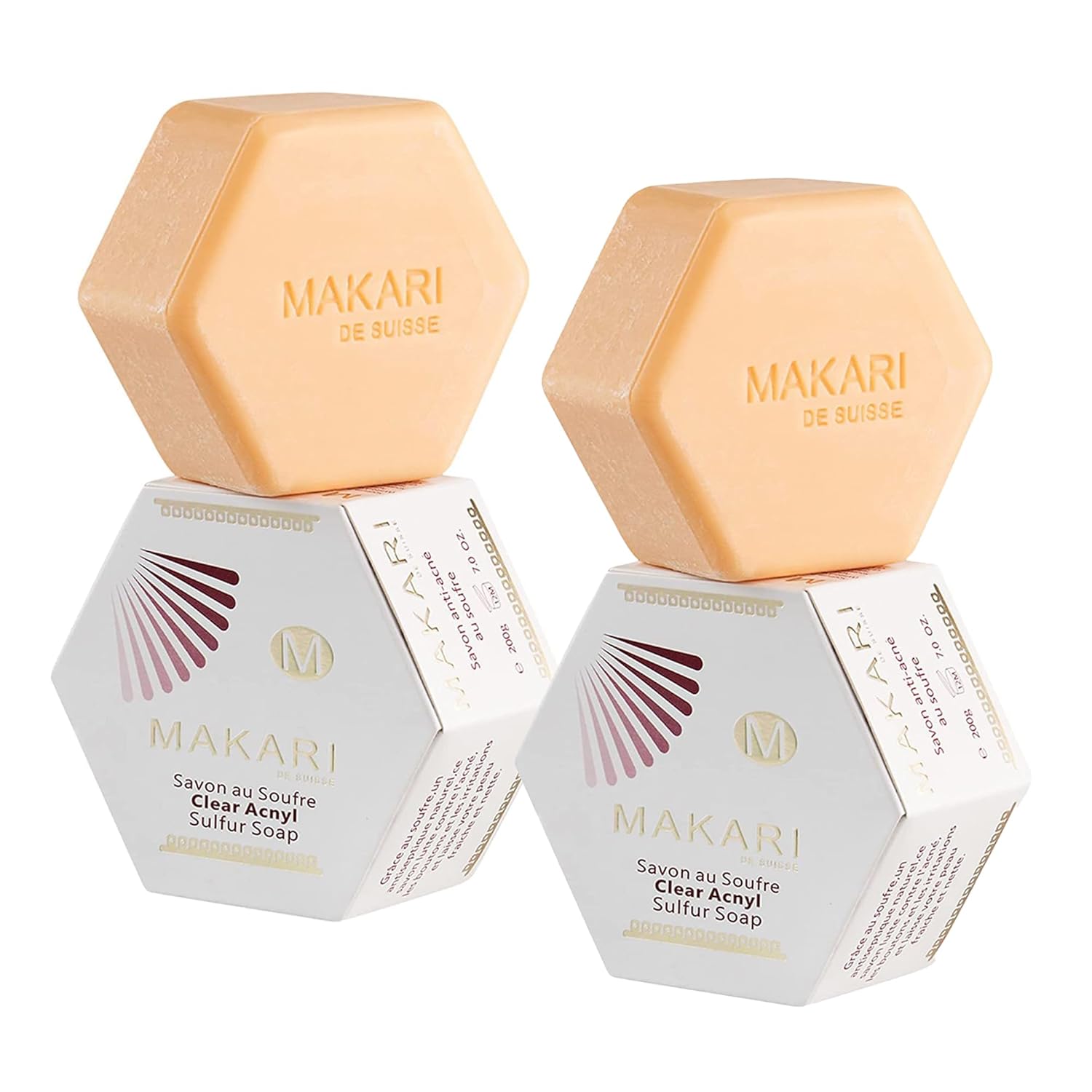 MAKARI Classic Acnyl Sulfur Soap 2-Pack (7 oz) | Clarifying Bar Soap for Blemish-Prone Skin | Helps Cleanse Pores & Balance Oil | For Oily & Combination Skin