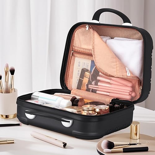 Miniatura 25 de Noverlife Estuche de viaje cosmético portátil de 14 pulgadas, a prueba de presión, ABS, maleta, mini equipaje de mano de viaje con banda elástica