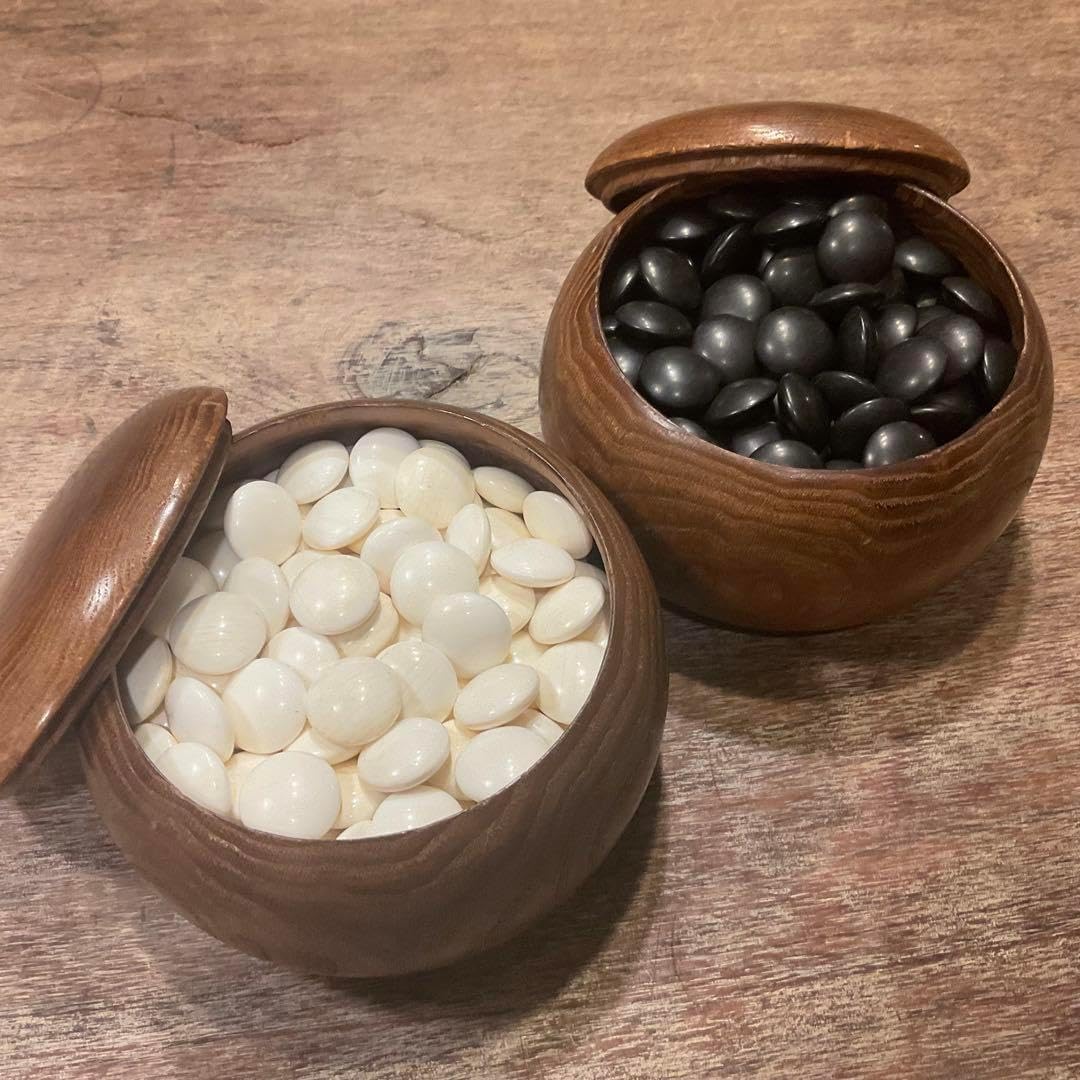 高級 碁石 蛤 那智黒 35号 特大 碁笥碁石 蛤・那智黒 碁笥 高級銘木