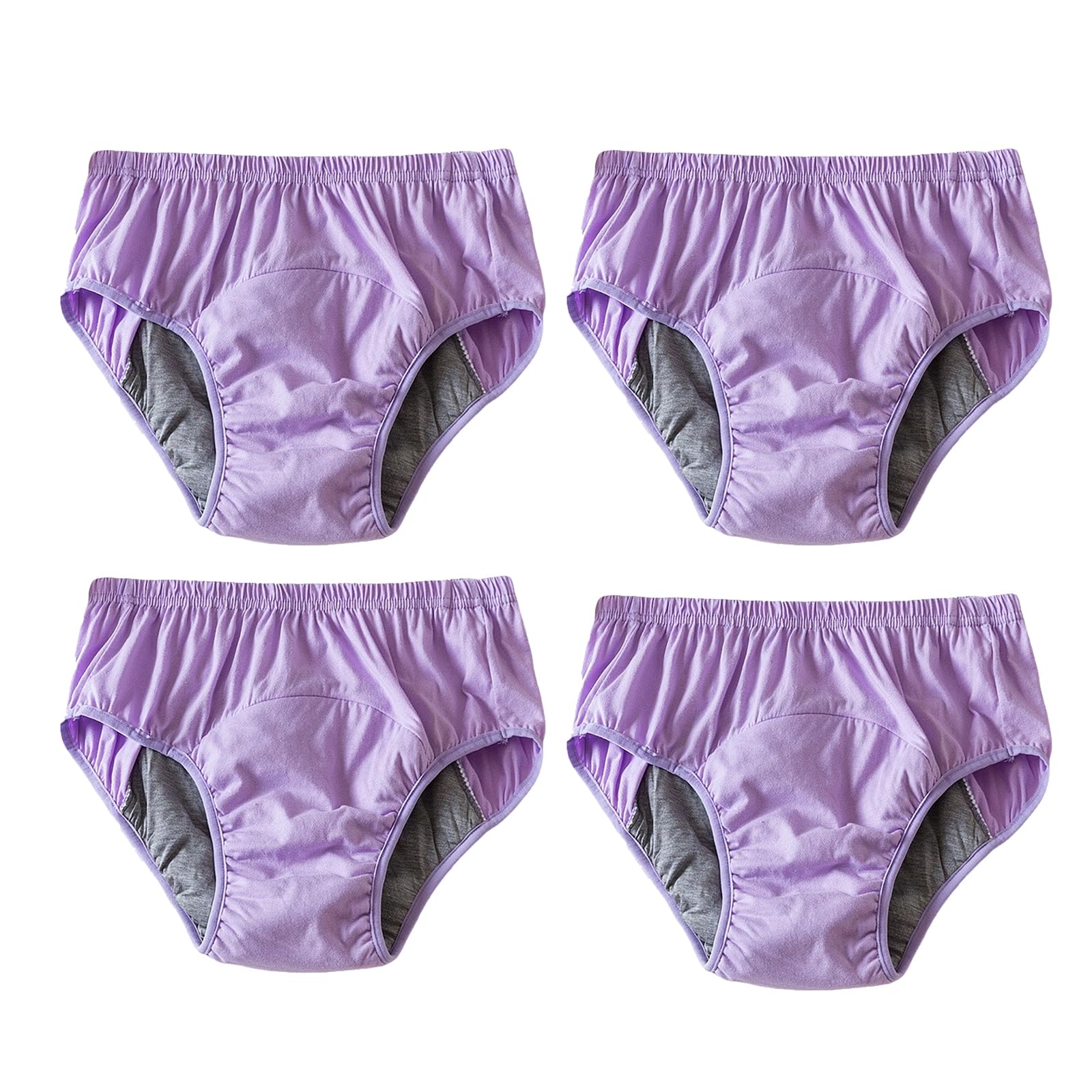 4pcs Pañal de Tela para Mujer, Reutilizable Braga-Pañal Antiolor Transpirable Pantalones para Incontinencia para el Cuidado de la Incontinencia,Púrpura,3XL