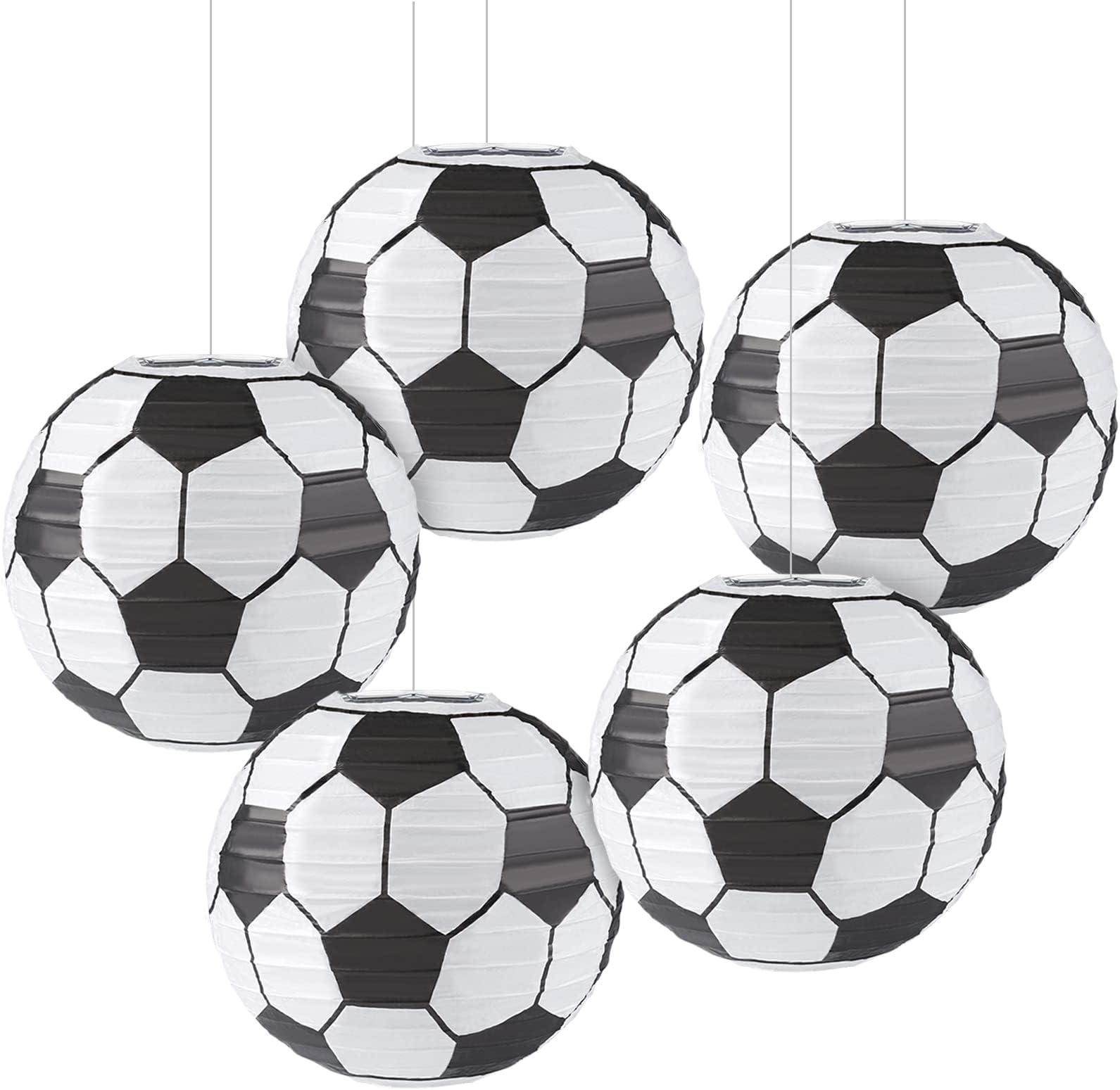 8 Inch Soccer Paper Lanterns, Soccer Birthday Party Decorations
