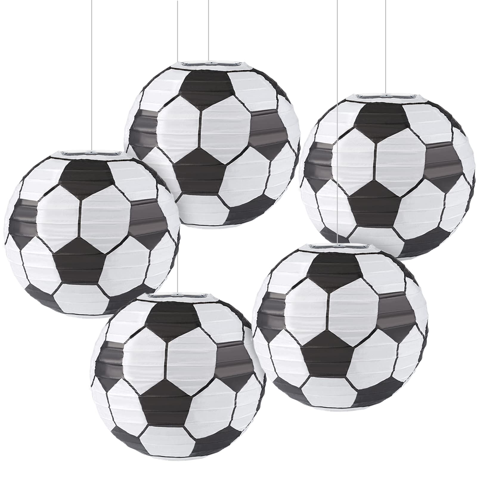 Kesoto 8 In Soccer Ball Paper Lantern Decoration Soccer Goal Birthday Party Decoration - Pack of 5