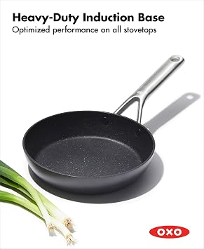OXO Professional 8 Frying Pan Skillet, Hard Anodized Ceramic Nonstick Cookware PFAS-Free, Induction Suitable, Stainless Steel Handle, Diamond Reinforced Coating, Dishwasher Safe, Oven Safe, Black