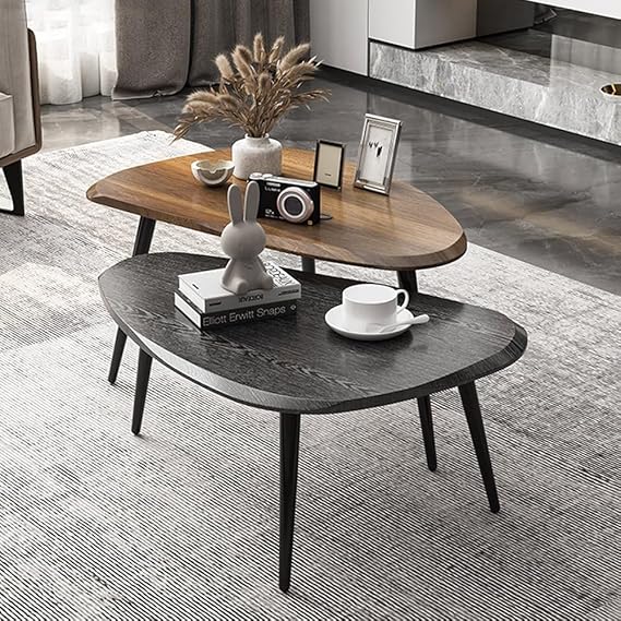 Mid Century Coffee Table, Nesting Coffee Table Set, Coffee Tables For Living Room(Size:79 * 53 * 47cm,Color:Jazz Black)
