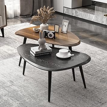 Mid Century Coffee Table, Nesting Coffee Table Set, Coffee Tables For Living Room(Size:79 * 53 * 47cm,Color:Jazz Black)
