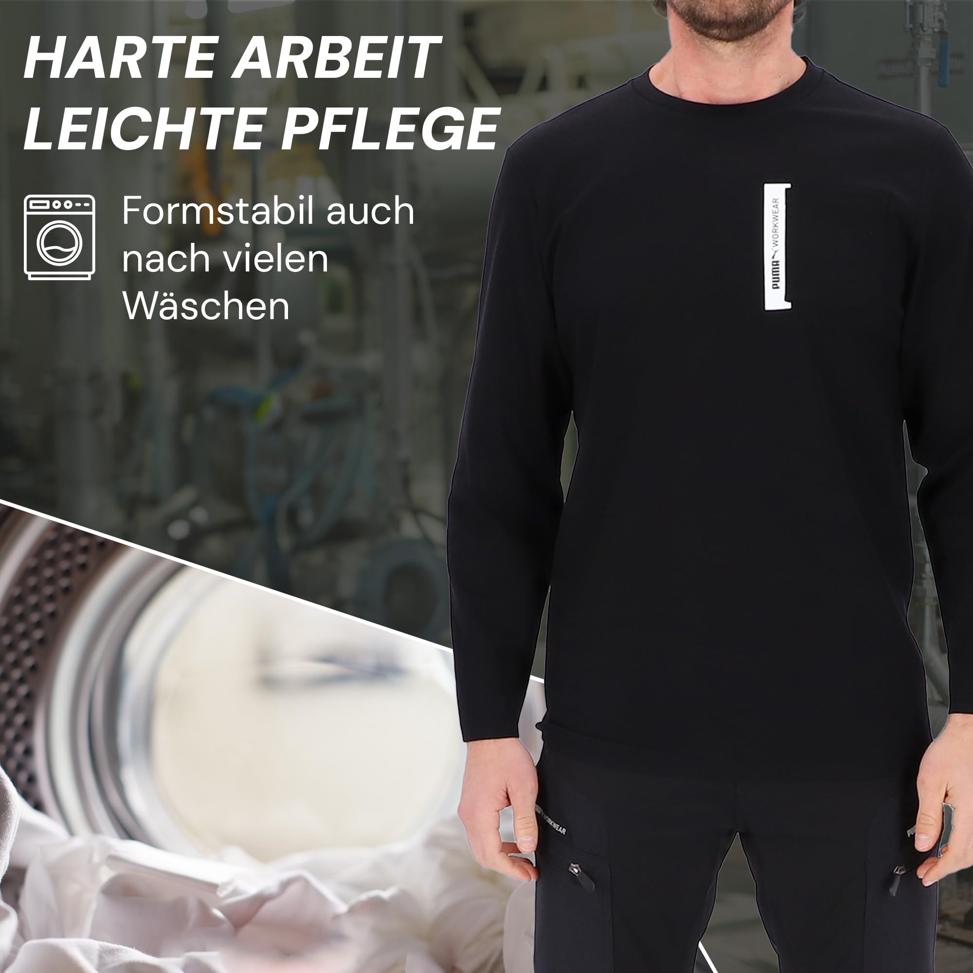 PUMA Workwear Advanced Kollektion - Longsleeve Herren Pullover - Brusttasche und Utility Fach an der Schulter, Strapazierfähiges und atmungsaktives Gewebe - Für Handwerk und Logistik