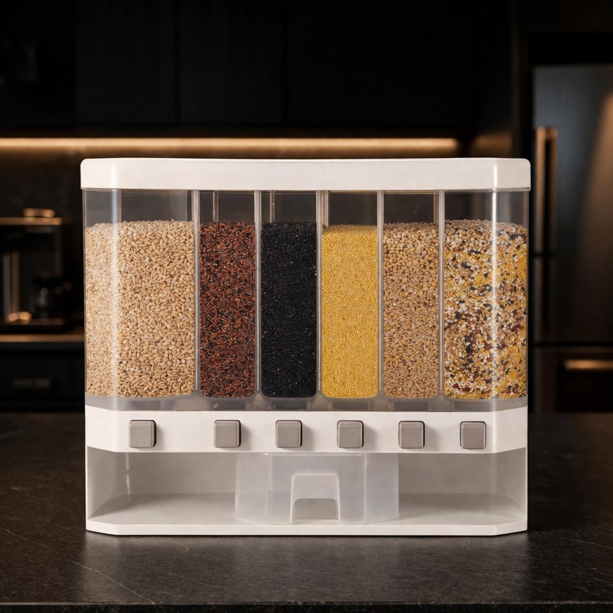 Loomora Enterprise Wall-Mounted Grain Dispenser For Kitchen Storage Containers Organizers Box for Cereals, Pulses, Multigrain Pulses Dal Grain & 10 Kgs Capacity-image-30