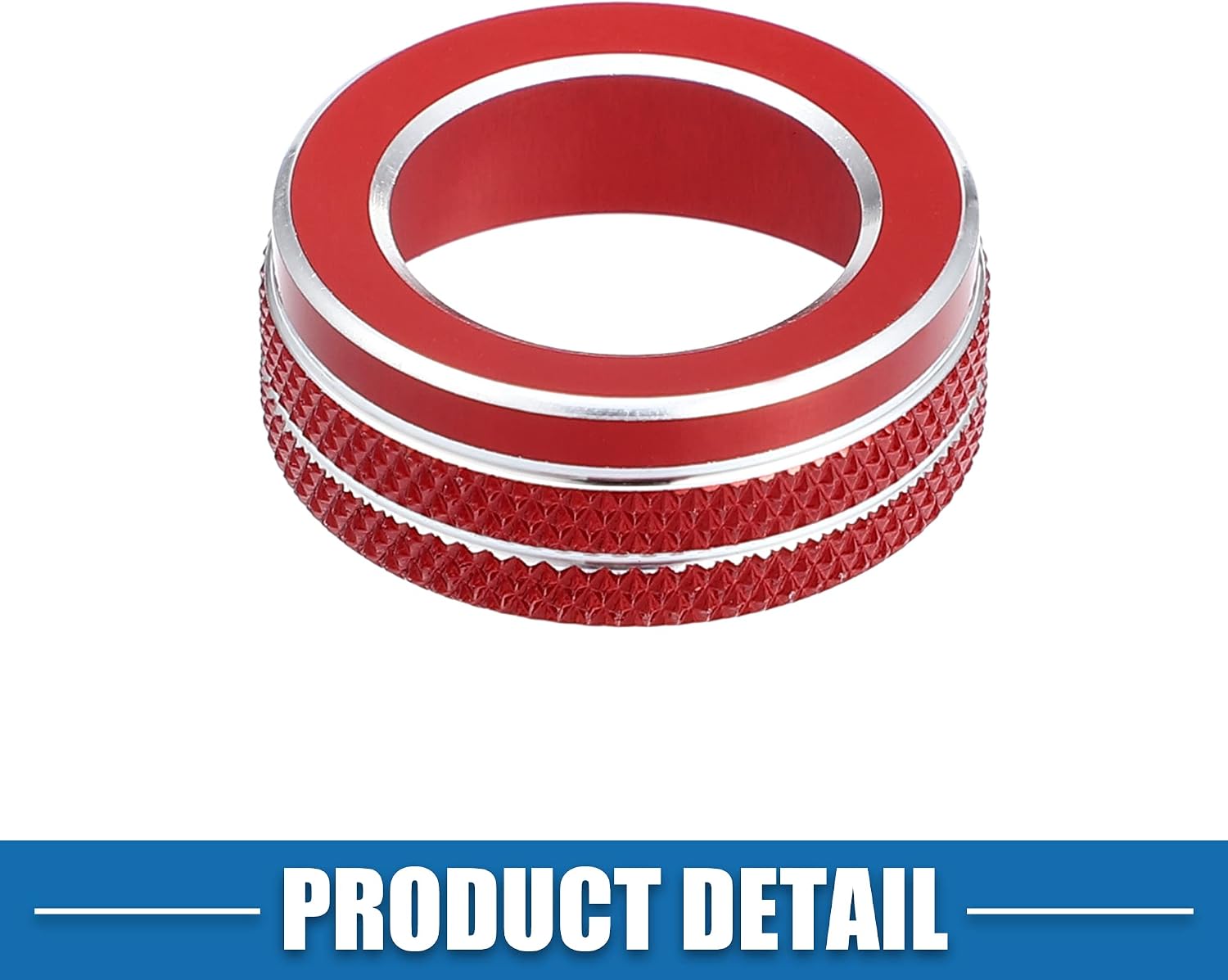 Volume VOL Tune Knob Cover Rings for VW Tiguan Taos Jetta Passat Atlas Arteon Golf R Beetle Aluminum Alloy Red (Pack of 2)