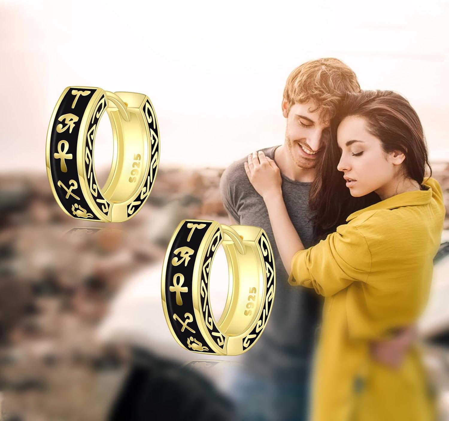 POPLYKE Black Celtic Knot Hoop Earrings 925 Sterling Silver Small Vintage Gothic Punk Rock Hoop Earrings Men… - Image 6