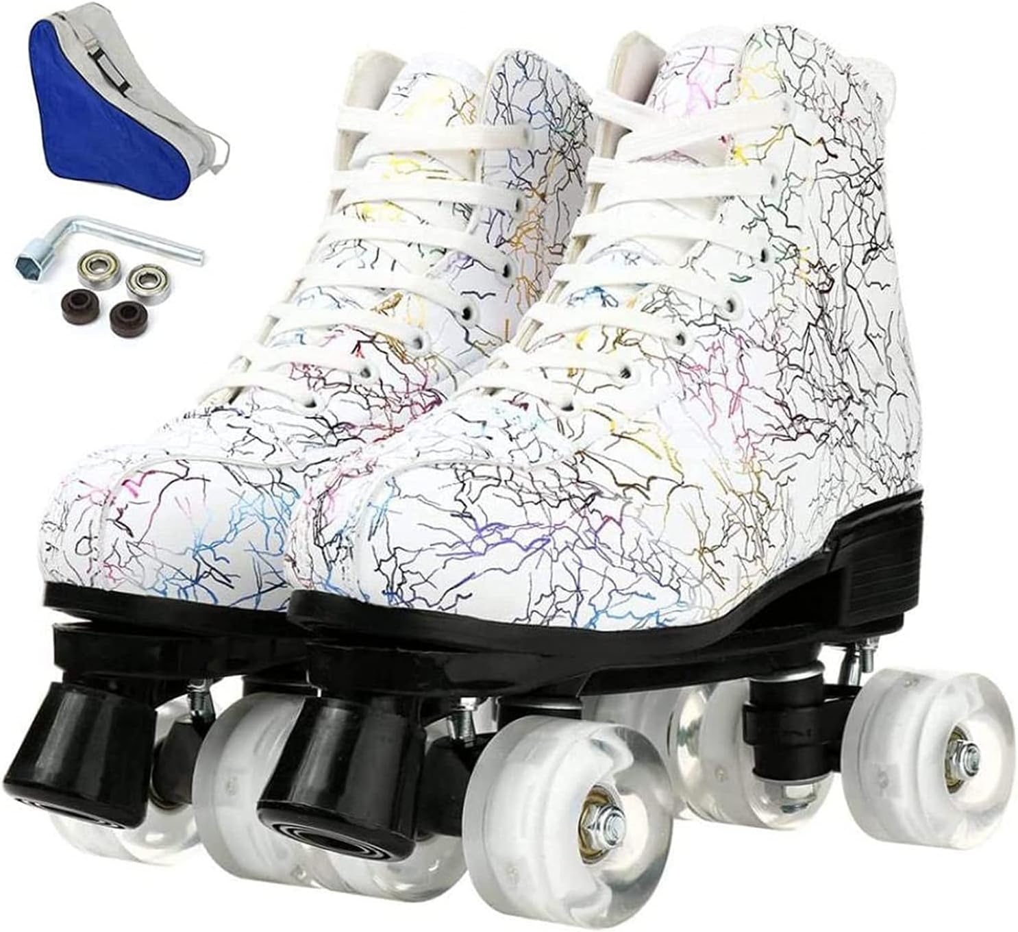 Double Row, Men's and Women's Roller Skates, Four-Wheel, Shiny Men's and Women's Roller Skates, Unisex,D-39