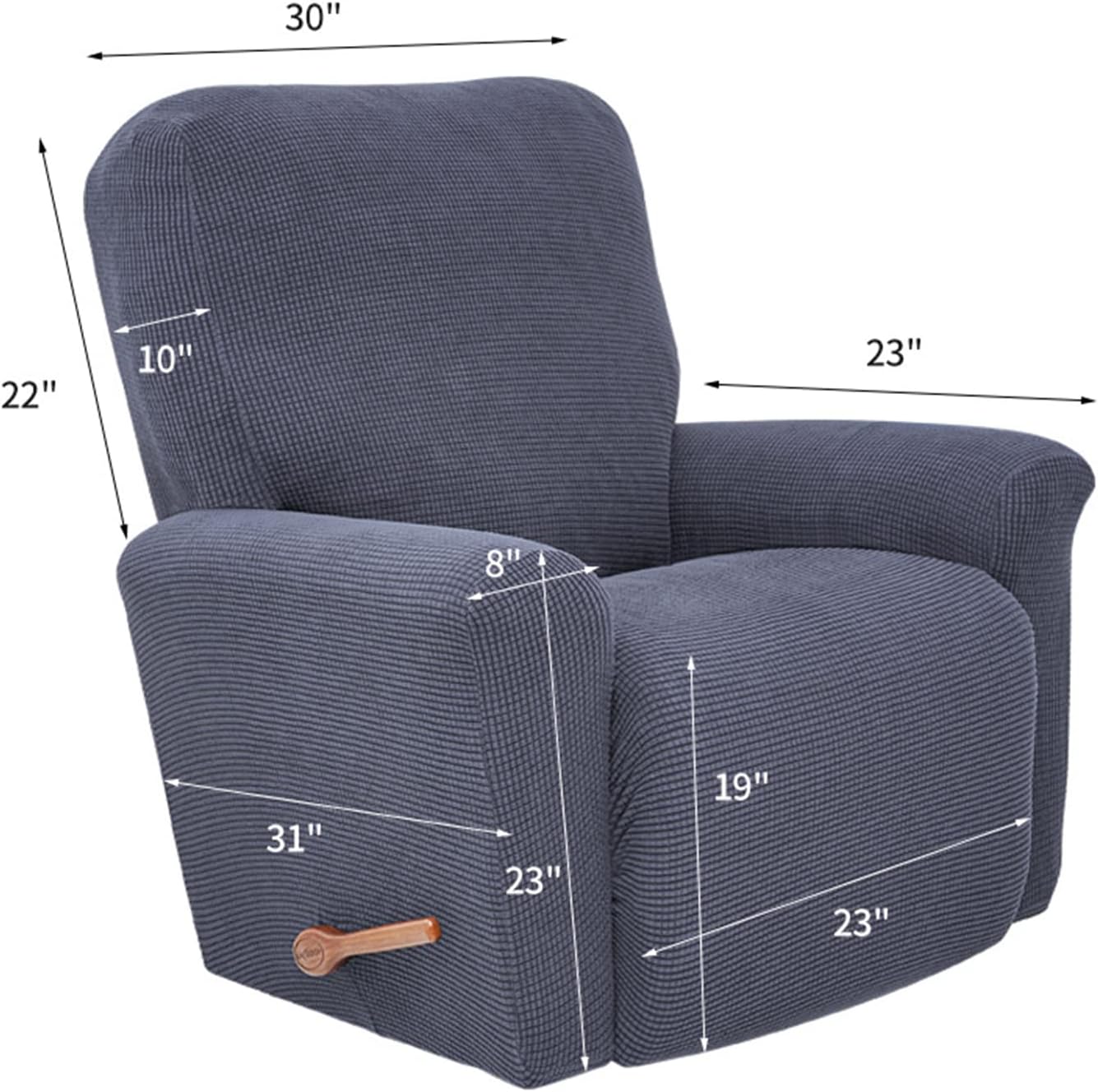 Recliner Cover, Spandex Anti-Slip Single Seat Couch Cover 4-Pieces Armchair Slipcover Soft Recliner Slipcovers for Living Room -24