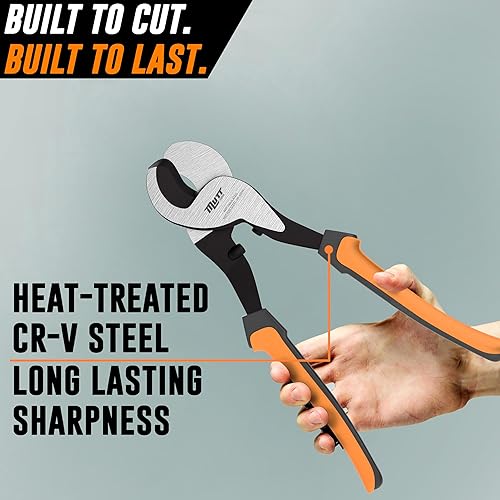 Miniatura 3 de Mutt Tools - Cortadores de cables de alta resistencia de 10 pulgadas para cables eléctricos, tijeras profesionales para cobre y aluminio, corta