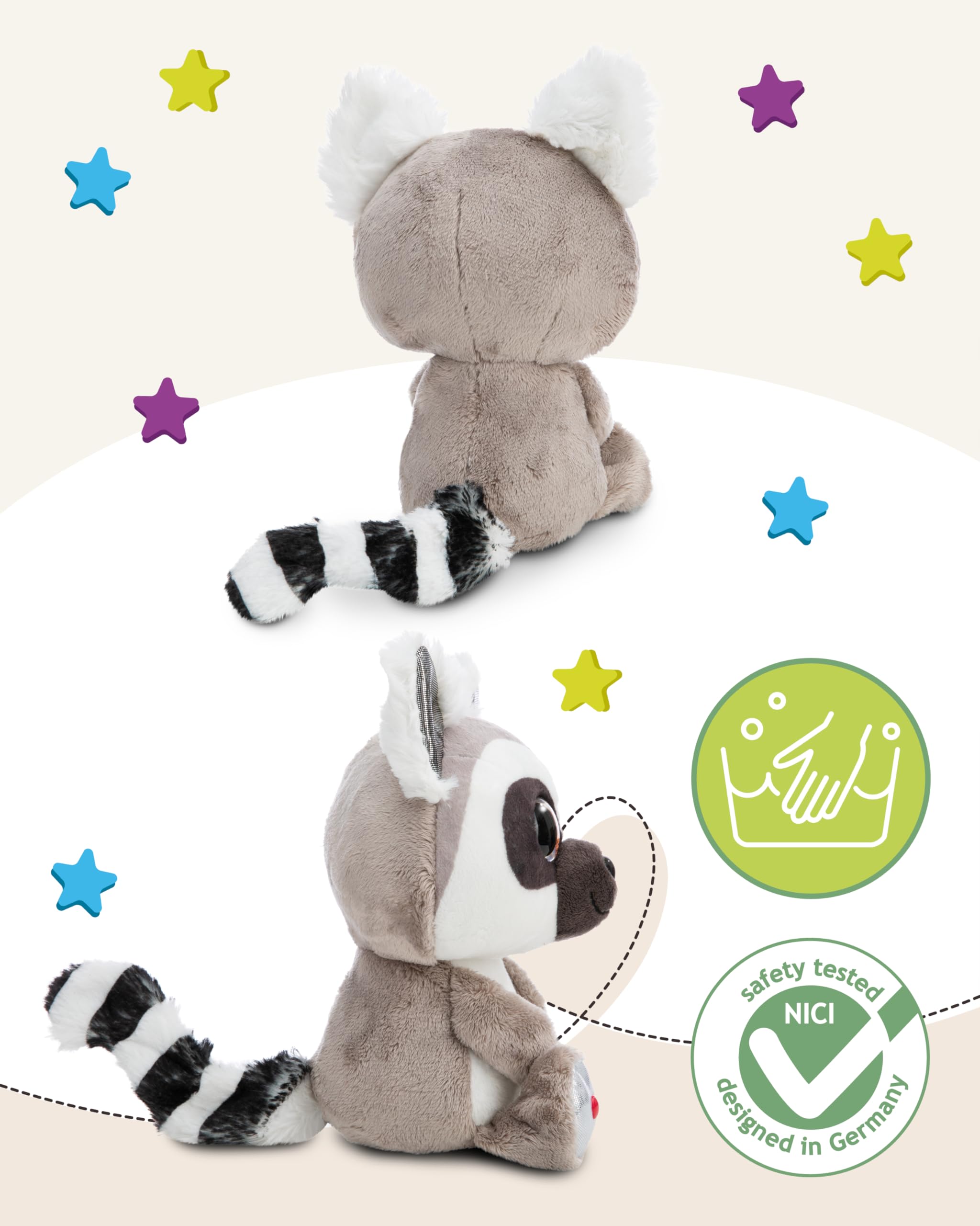 Pluszowa przytulanka GLUBSCHIS Lemur King Lou 25cm biały - Miękka maskotka z mięciutkiego pluszu, uroczy pluszak do przytulania i zabawy, dla dzieci i dorosłych