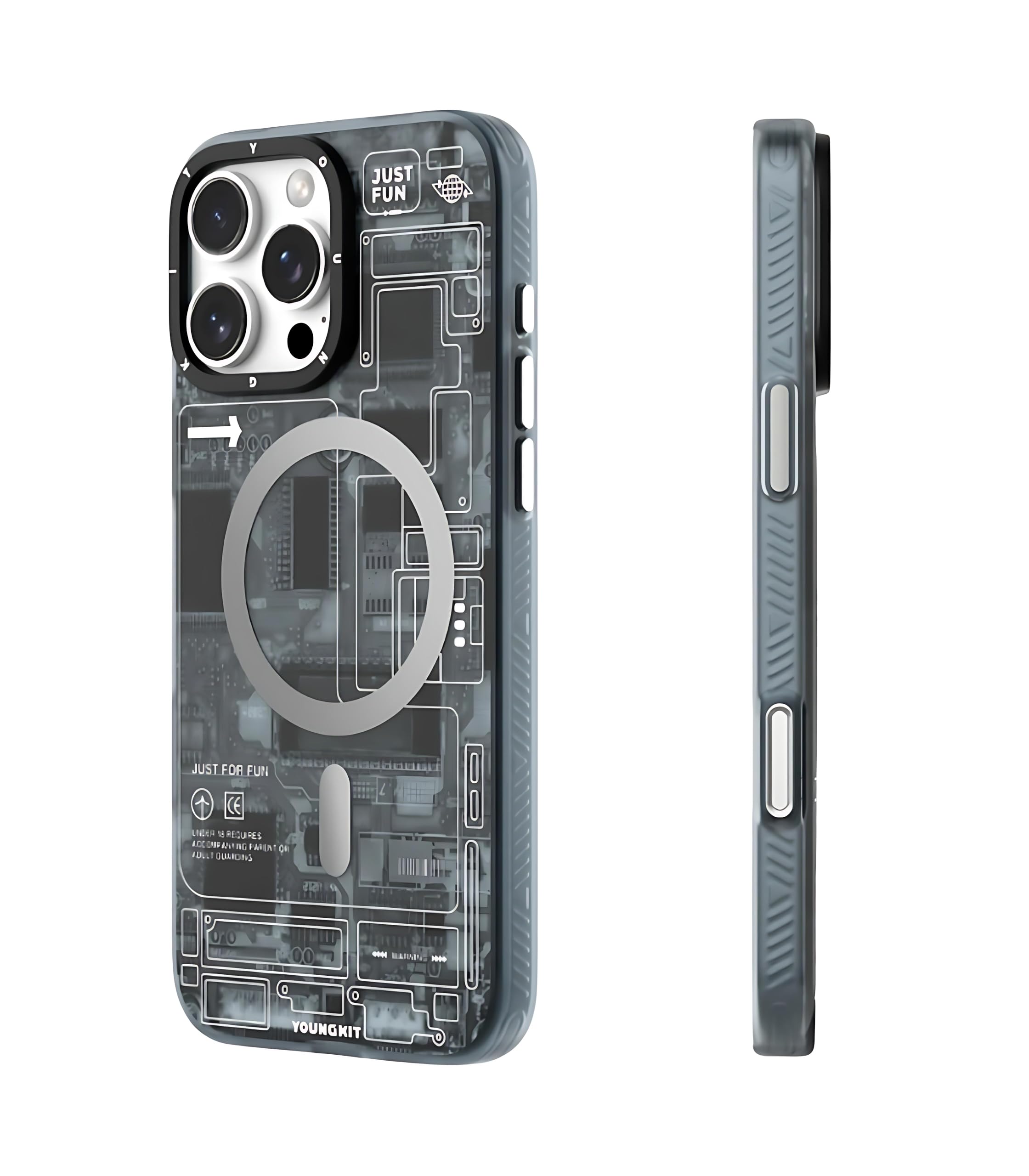 BUCKSAA Futuristic Circuit Case for iPhone 15 Pro Max Compatible